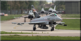 Typhoons of 29(R) Squadron taxing to runway 07
